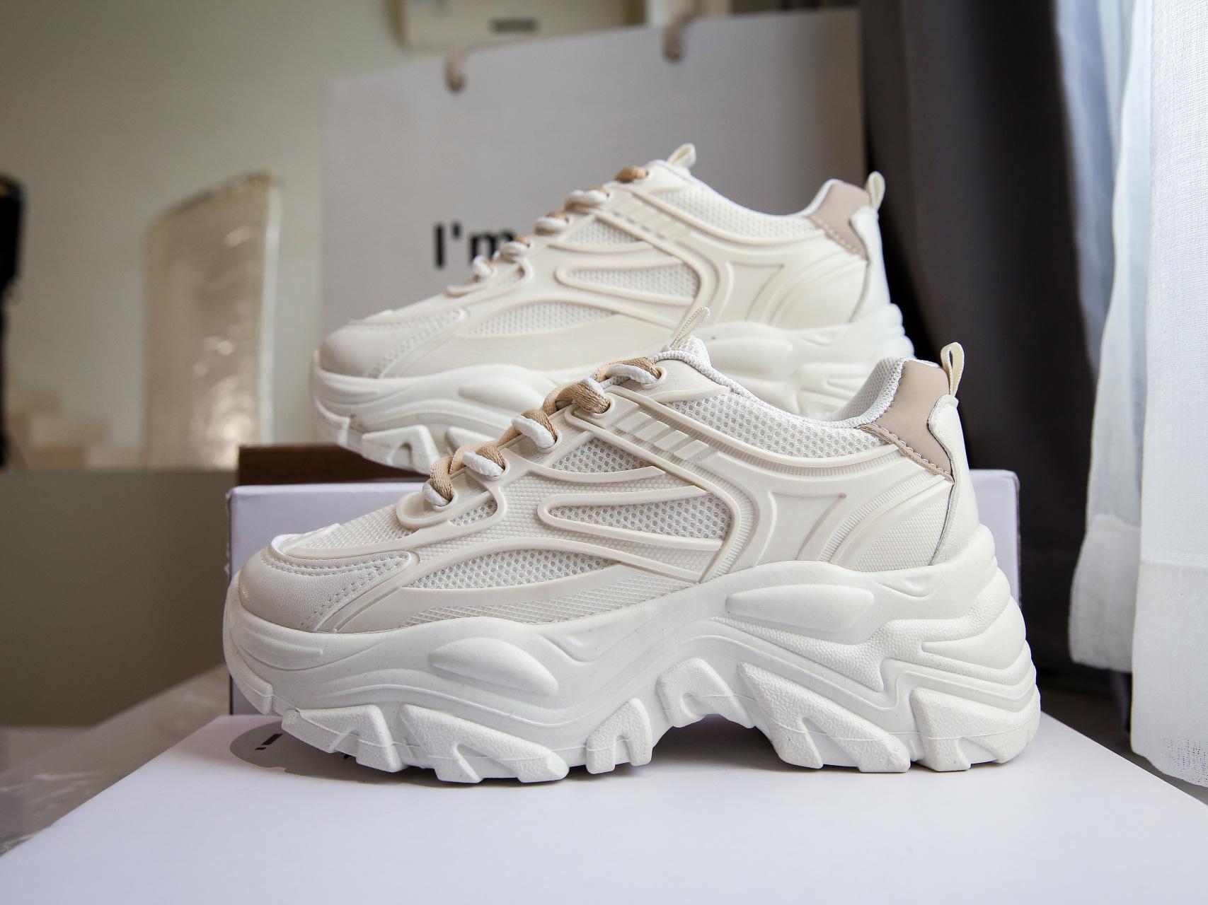 Women New Fashion Platform Sport Shoes Women 2026 New Summer Casual Chunky Sneakers Women Mesh Platform Shoes 35 хаки