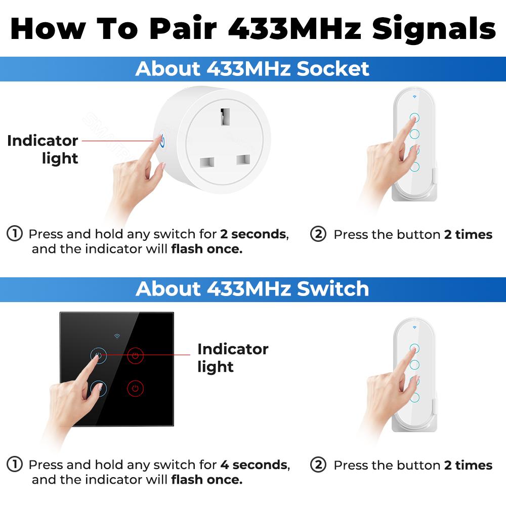 RF433MHZ Remote Control For Smart Home Devices 4 Gang EV1527 Code Transmitter 2 Way Control 433Mhz RF Wireless Switch 100m Range