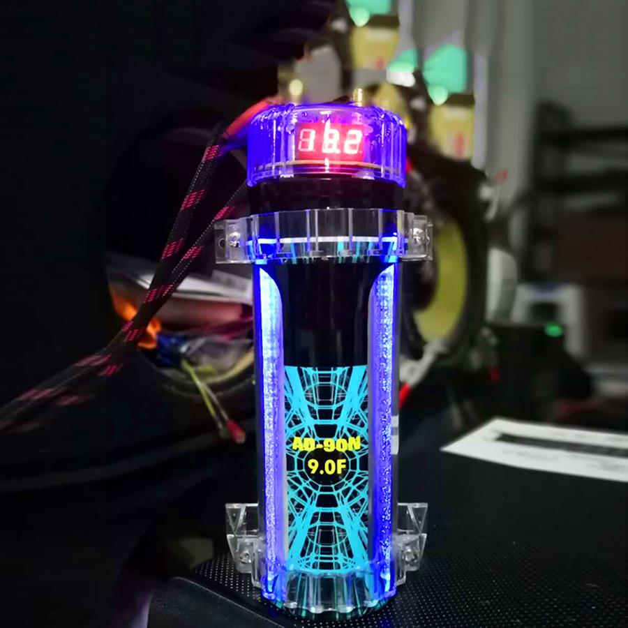 9.0 Farad Capacitor Car Audio Digital Voltage Power Subwoofer Modified W/LED US