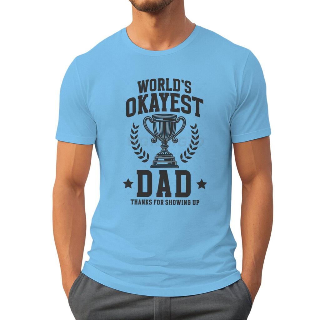Father's Day Shirt World's Okayest Dad Printed T-shirt for Men Daughter's Gift for Father Crew Neck Top Tie-dye Men's Clothing