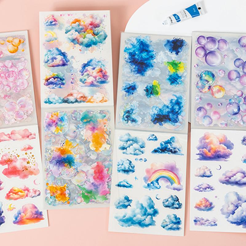 Mr Paper 18pcs My Speckled World Series Watercolour Swoosh Die-Cut Sticker Book Handbook Material Collage DIY Scrapbook Photo