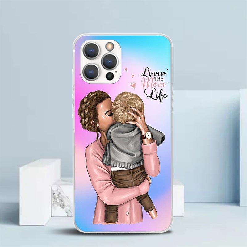 Woman Fashion Girl Super Mom Baby Soft Cover for iPhone 16 17 Air 15 14 Pro Max 16E Phone Case 13 Mini 12 11 7 SE 8 Print Patter