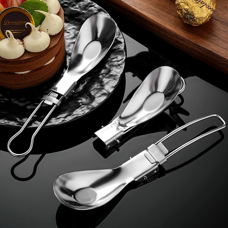 Klappbarer Göffel aus halbpoliertem Edelstahl, leichtes Abendessen-Göffelbesteck für den Außenbereich, für Reisen, Camping und Rucksackreisen