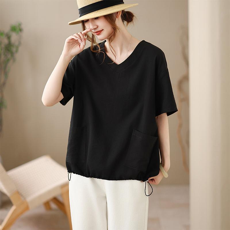 DIMANAF 2026 Plus Size Summer Women T-Shirts Casual Lady Tops Tunic Shirt Oversize Loose Tees Cotton Solid