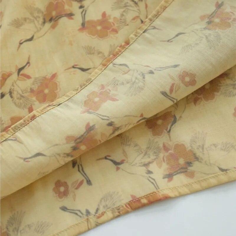 Johnature Dámské jarní camis v čínském stylu Vintage bavlněný potisk květinové topy Dámské camis