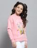 MONTE CARLO Girls Printed Pink Round Neck Full Sleeve Sweatshirt