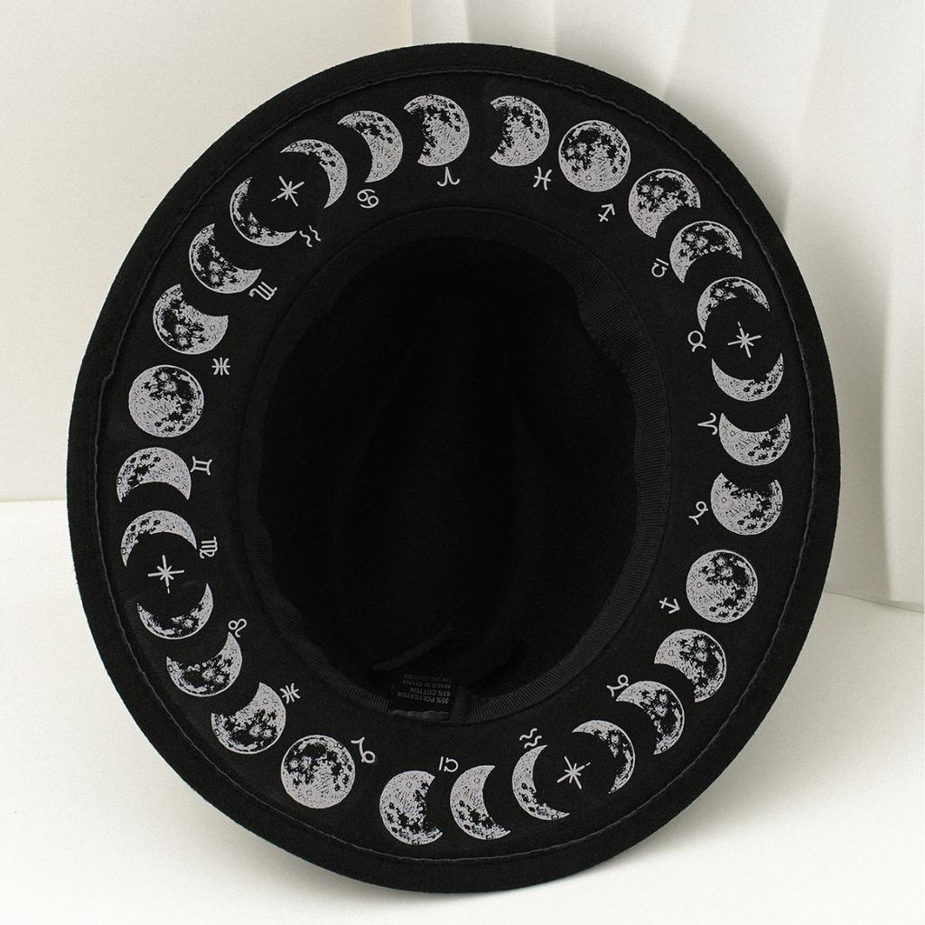 Drama Gothic Elements Top Hat Hand Painted Moon Decoration Niche Medieval Mystery