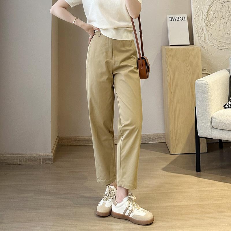 Women's High Rise Tapered Pants Regular Fit Elegant Commuter Wrinkle Free Polyester Ankle Length No Iron Harem Trousers Autumn Daily Casual Pants