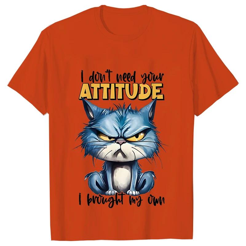 Funny Cat Sarcastic Antisocial Attitude Print Tshirts for Women Angry Cat Tshirts Not Today Introvert Female Tee Shirts Femme