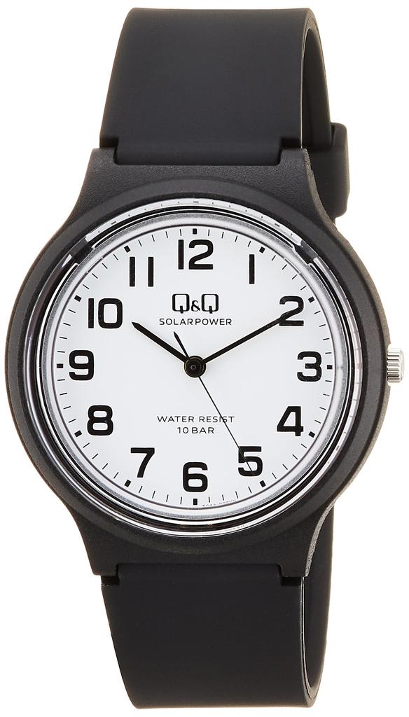 Citizen Analog Solar Water Resistant to 10 Urethane Model Q&Q Men's Watch, ATM, Strap, Black, E04A-002VK