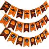 Halloween Pumpkin Lantern Backdrop & Photo Props Set with Party Banners and Hanging Flags