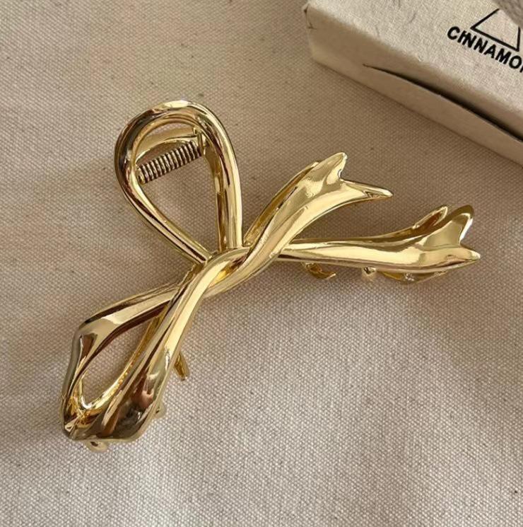 Silver Textured Metal Shark Hair Claw - Women's Stylish Updo Clip Accessory