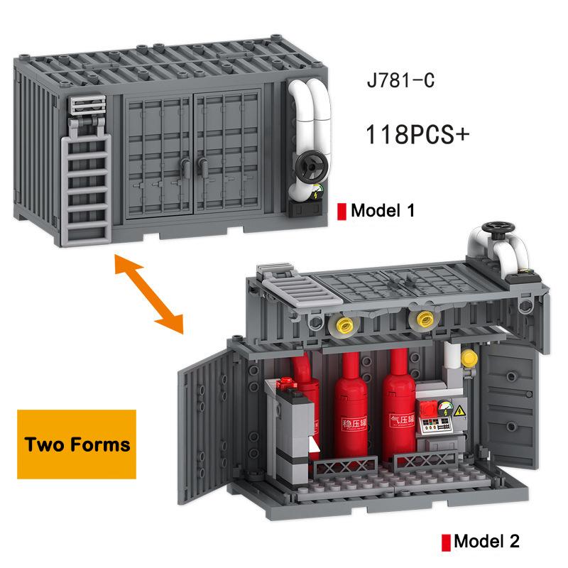 WW2 Military MOC War 2 Container Camp Equipment Warehouse SWAT Scene Cannon Base Model Building Blocks Bricks Children Toys Gift