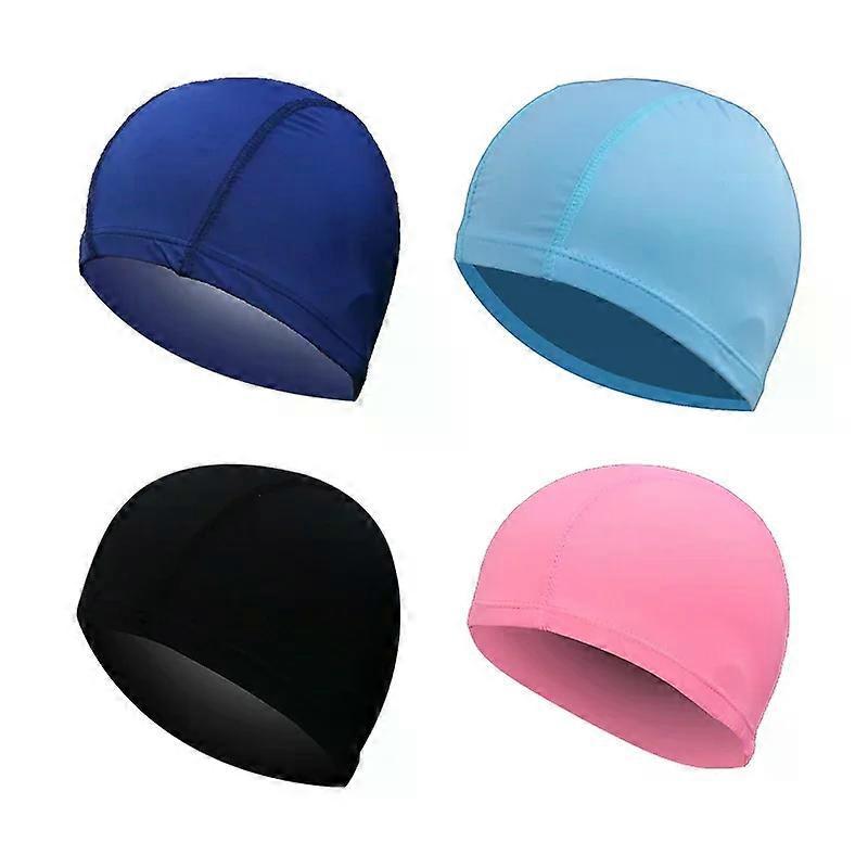 Swimming Cap Nylon Fabric Non-Slip Swimming Caps Long Hair Unisex Pool Cap With Earmuffs Protection Ladies Men Adult Children