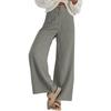 Women's High Rise Double Button Corduroy Wide Leg Pants Micro Stretch Casual Trousers