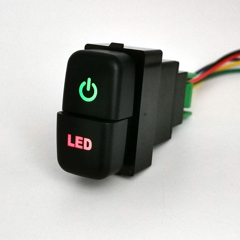 DC12V Car Dual key Switch LED DRL Fan Power on off Radar Switch Button with wire For Mitsubishi Pajero Triton ASX Lancer