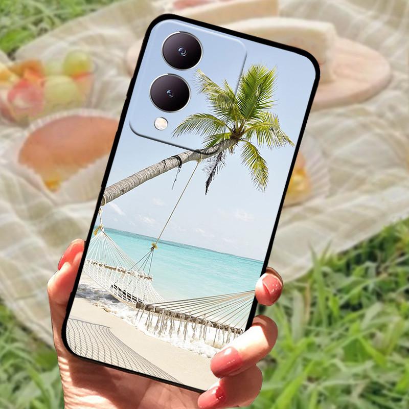 Für Vivo Y17s Hülle Mode Cartoon Schwarz Silikon Weiche Rückseite Hülle Für Vivo Y17s Handyhülle Cover 6,56" Y 17 s Funda Coque