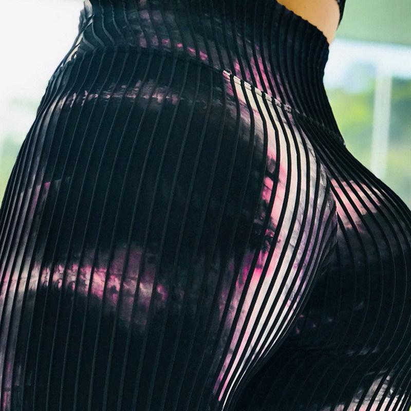 Leggings Deportivos de Capa Base para Fitness con Estampado de Líneas Abstractas Pantalones de Yoga Sexy de Cintura Alta Levanta Glúteos