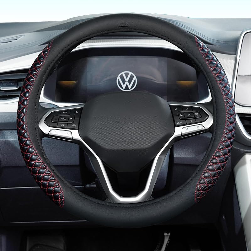 Coverado Winter Fluffy Steering Wheel Cover, Upgraded Anti-Slip Fuzzy Furry Car Steering Wheel Cover, Universal 14-15 inch, Soft Plush, Warm, No