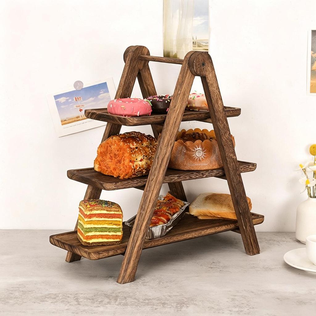 Wooden Three-Tier Shelf: Paper Cup Holder, Kitchen Tray, Succulent Storage, Toy Rack