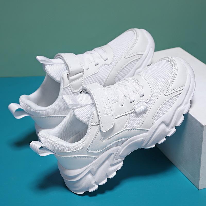 Children's sports shoes New medium and older children's mesh breathable leather waterproof non-slip lightweight boys and girls running shoes