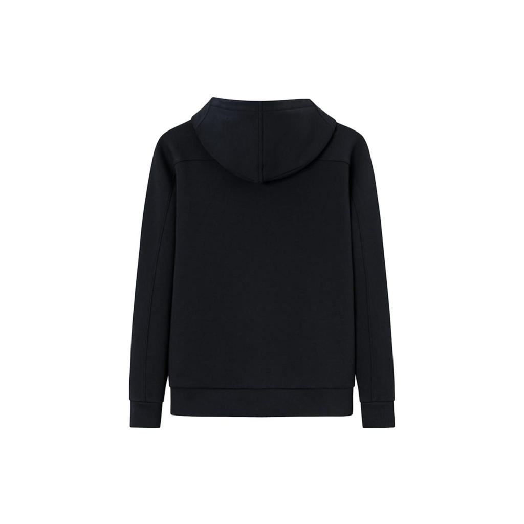 Anta Training Series Solid Color Zipper Hooded Thick Knitted Jacket Men Jackets Basic-Black 152347746-3