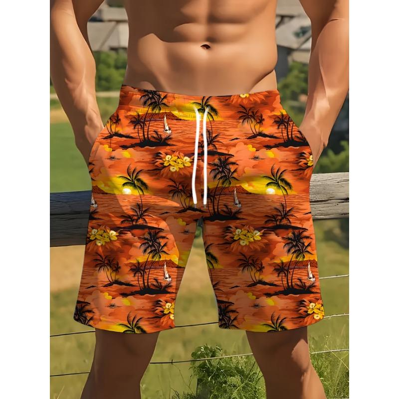

Summer street 3D printed beach casual pants M оранжевый