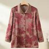 Floral Lapel Button-Up Loose Top for Middle-Aged and Elderly Women