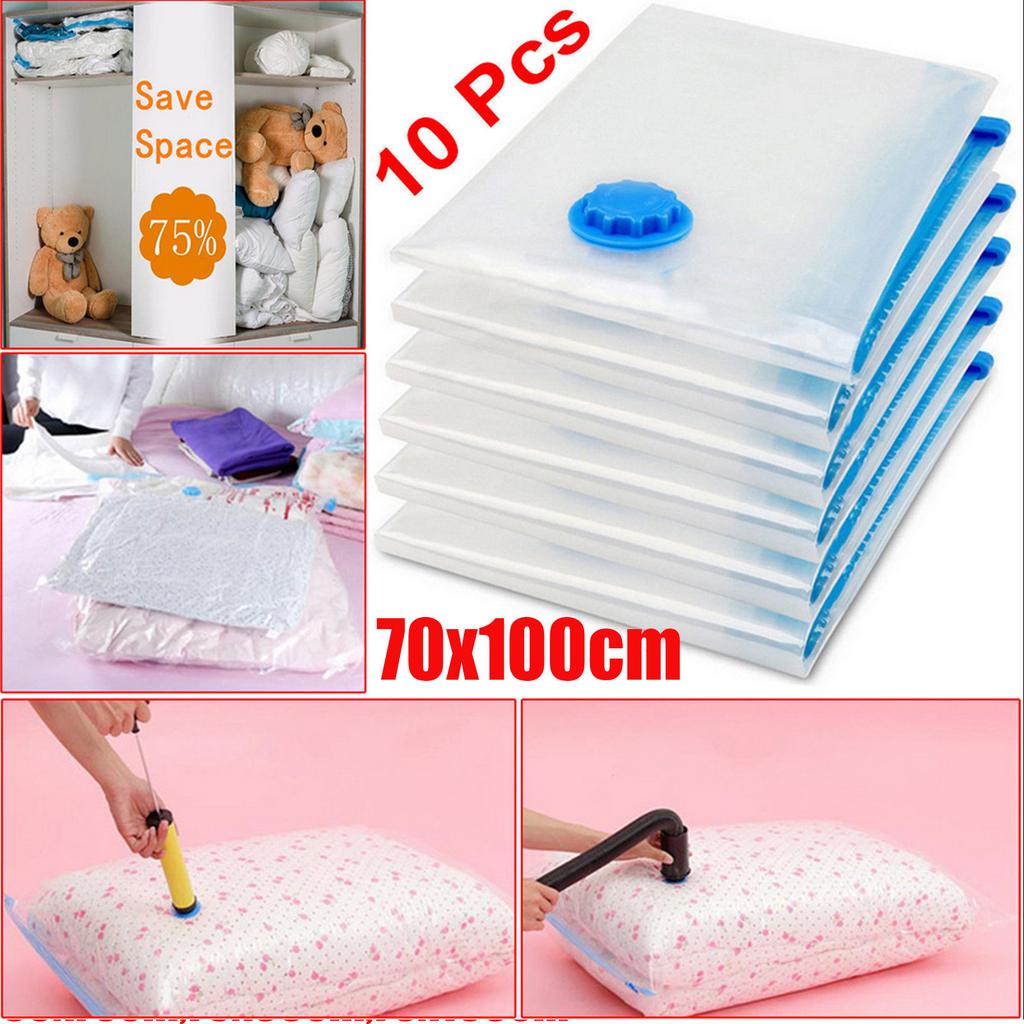 50x70cm Vacuum Compress Bag Heavy Duty Space Saving Storage Bag for Duvets Quilts Blankets Clothes Pillows Curtains