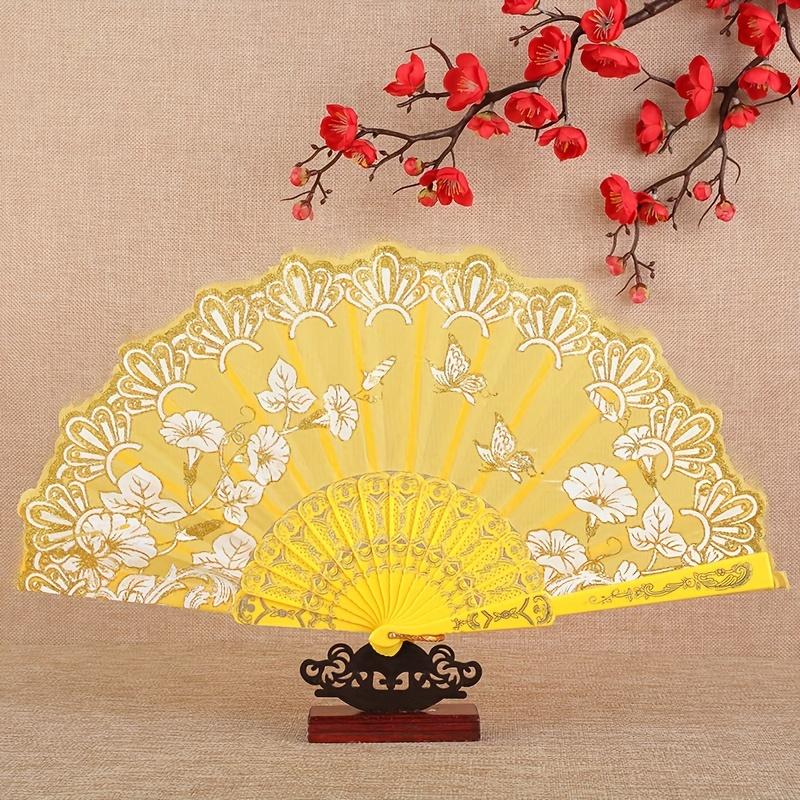 1 buc Evantai Pliabil de Mână Tradițional Chinezesc, Stil Oriental Vintage, Evantai Elegant cu Model Floral, pentru Nuntă, Dans, Fotografie, Accesoriu Qipao