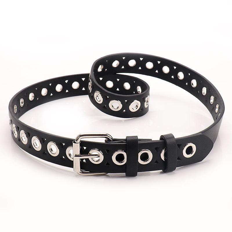 Punk style metal hollow belt fashion niche pin buckle women's belt non-punching decorative jeans belt women