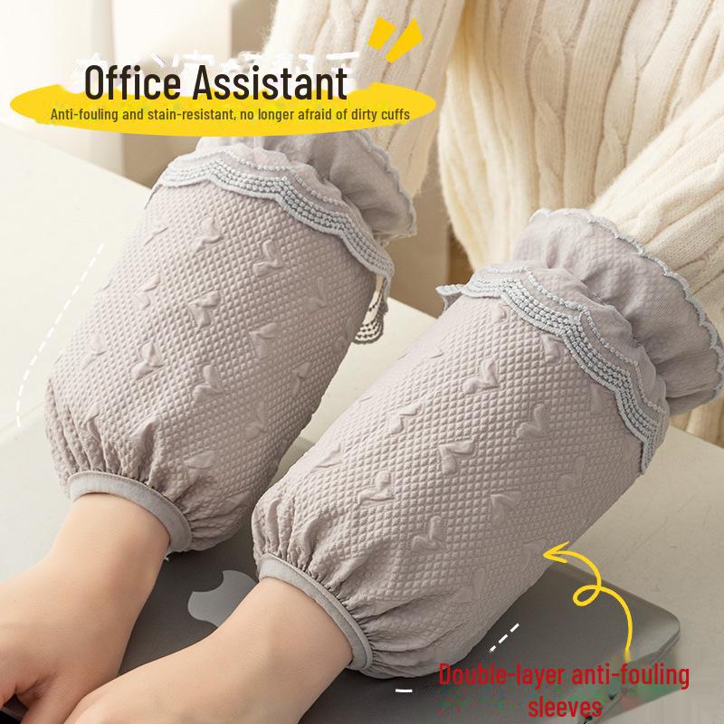 Women's White Lace Waterproof Sleeves - Anti-Fouling, Autumn/Winter Style