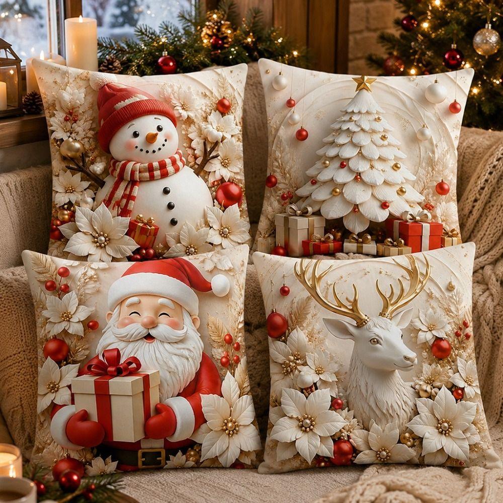 Detachable Soft Christmas Pillow Covers 45x45cm Christmas Themed Pillow Case  Home Indoor
