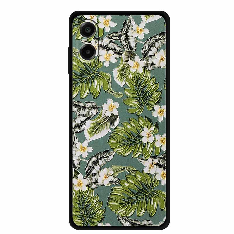 3D Silicone Case For Samsung Galaxy A07 4G Case Relief Emboss Flowers Black Soft Back Cover Coques For Samsung Galaxy A17 Cases
