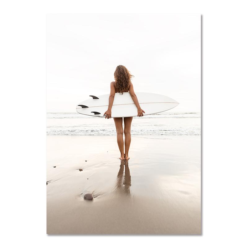 Sunny Beach Surfboard Decoration Posters Sea Turtle Ocean Landscape Canvas Painting Nordic Seaside Picture For Living Room Decor