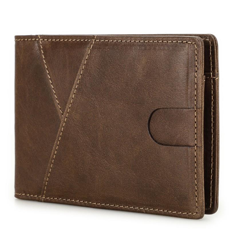 First Layer Cowhide RFID Anti-theft Brush Multifunctional Leather Wallet Credit Card Genuine Anti Magnetic Cover 12x1x9 кофейный