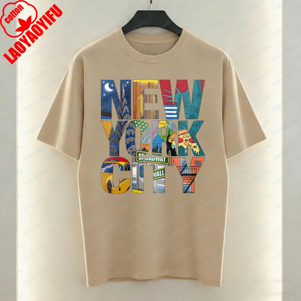 New York City Unisex TShirt Retro Pop Art Graphic Tops Holiday Party Travel Casual Cotton Tee Fashion Streetwear for Women Unisex