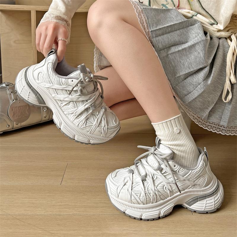 Thick-soled dad shoes women's ins spring and summer versatile mesh breathable feet small height increase casual sports shoes