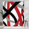 Bold Red Black Abstract Art Shower Curtain 72X72 Inches Modern Geometric Design Bathroom Decor For Home