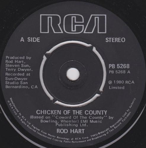

7inch Record ROD HART Chicken Of The County PB5268 RCA 1980 UK CountryFolk Used