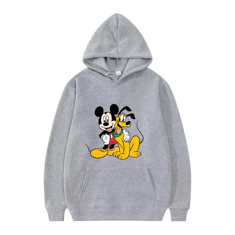 Disney Mickey Mouse Pattern Woman Streetwear Loose Black Winter Tops Clothes Pullovers Ladies Cheap Y2k Hoodies Men Sweatshirts
