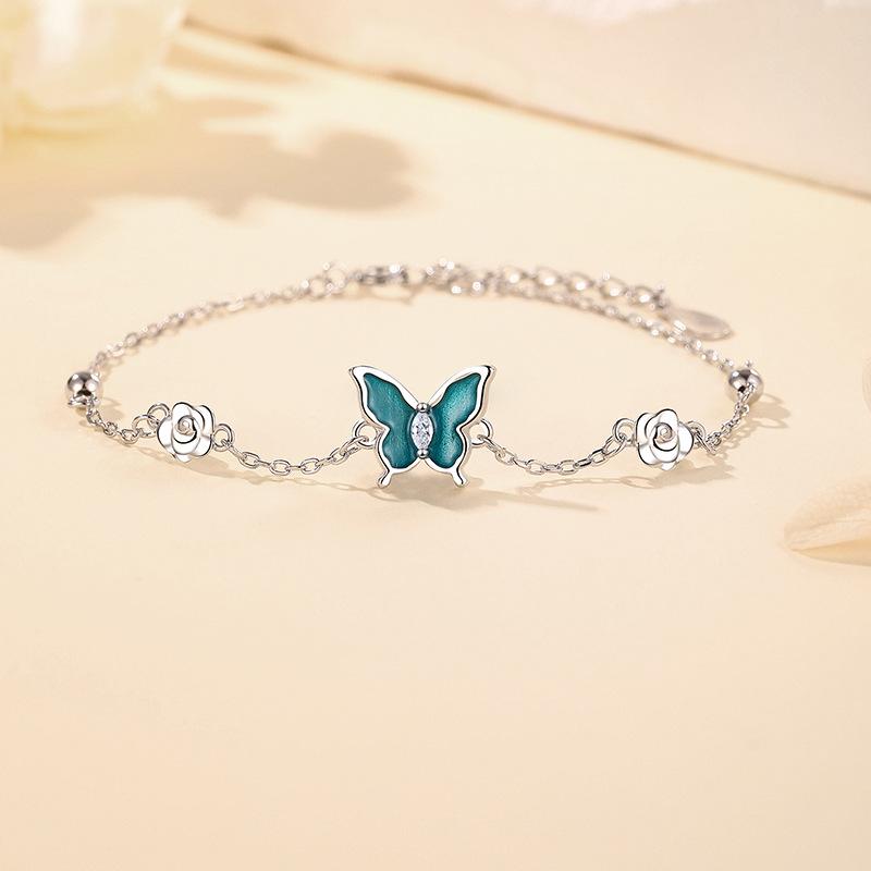 

Luminous Camellia Butterfly Bracelet - s925 Sterling Silver, Light Luxury Fashion for Women 925 Silver