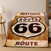 Retro Route66 Amerika Mutter der Straßen Schild Flanelldecke Weiche Warme Überwurfdecke für Schlafzimmer Wohnzimmer Bett Reise Camping Picknick