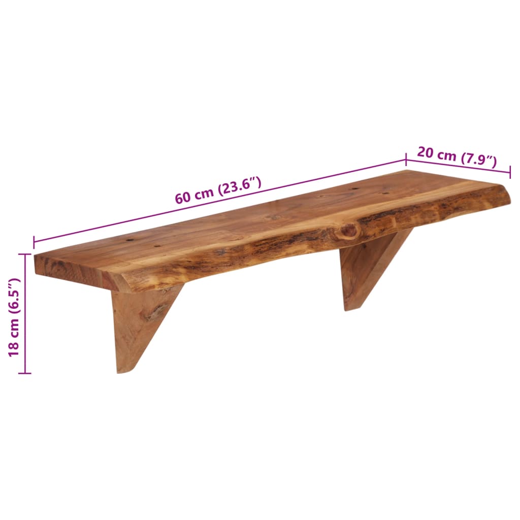 Wall Shelves 2 Pcs 60 X 20 X 18 Cm Solid Acacia Wood