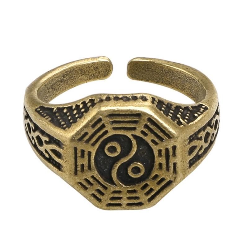

Vintage Taoist Open Rings Craft Of Sturdy Brass For Daily Wear 1