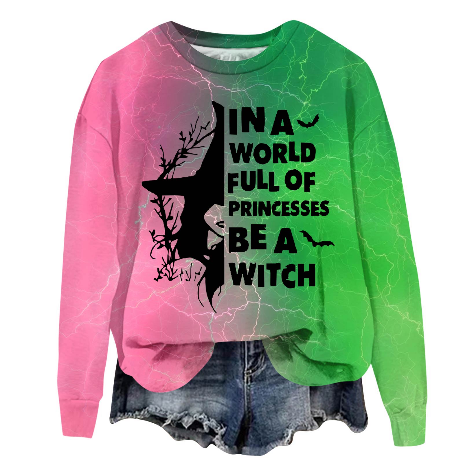 

Женский модный повседневный оверсайз пуловер с длинным рукавом и круглым вырезом с принтом XL