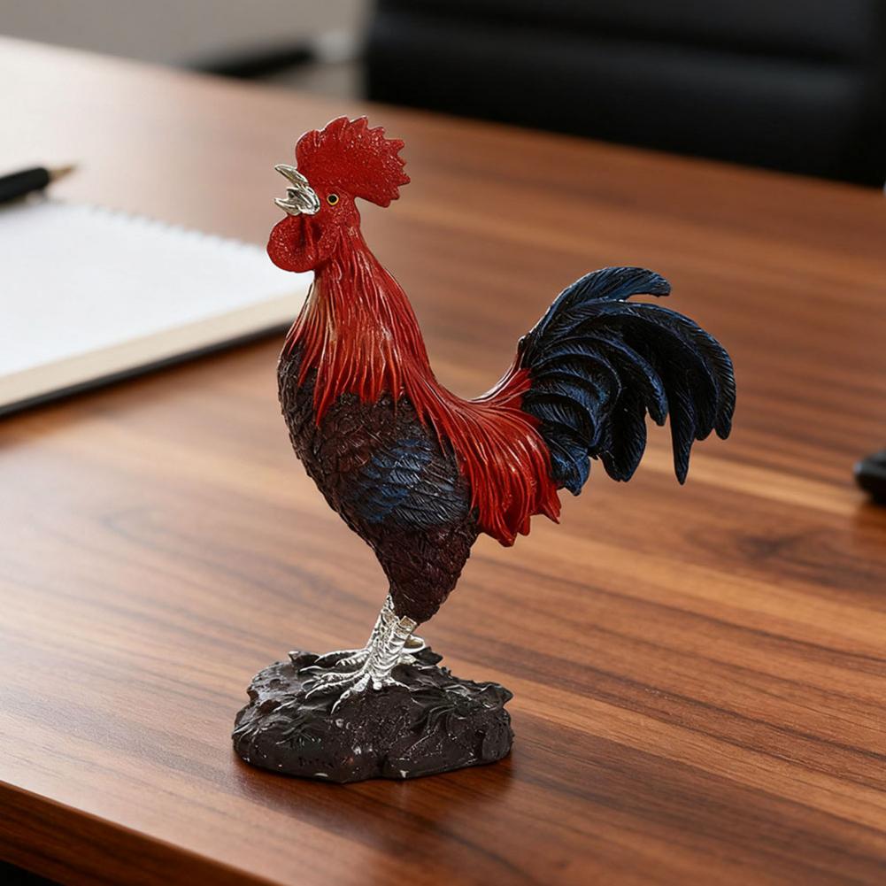 Crowing Rooster Ornament Chinese Style Rooster Decoration Chinese Style Rooster Figurine Resin Statue Farm Sculpture for Home