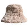 Winter Faux Fur Fluffy Bucket Hats Women Outdoor Thick Warm Hat Soft Furry Fisherman Cap Girl Fashion Panama Sun Cap