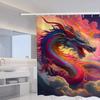 Chinese Dragon Bathroom Curtains For Houses Rooms Bath Curtain Folding Partition Shower Accessories Bedrooms Waterproof