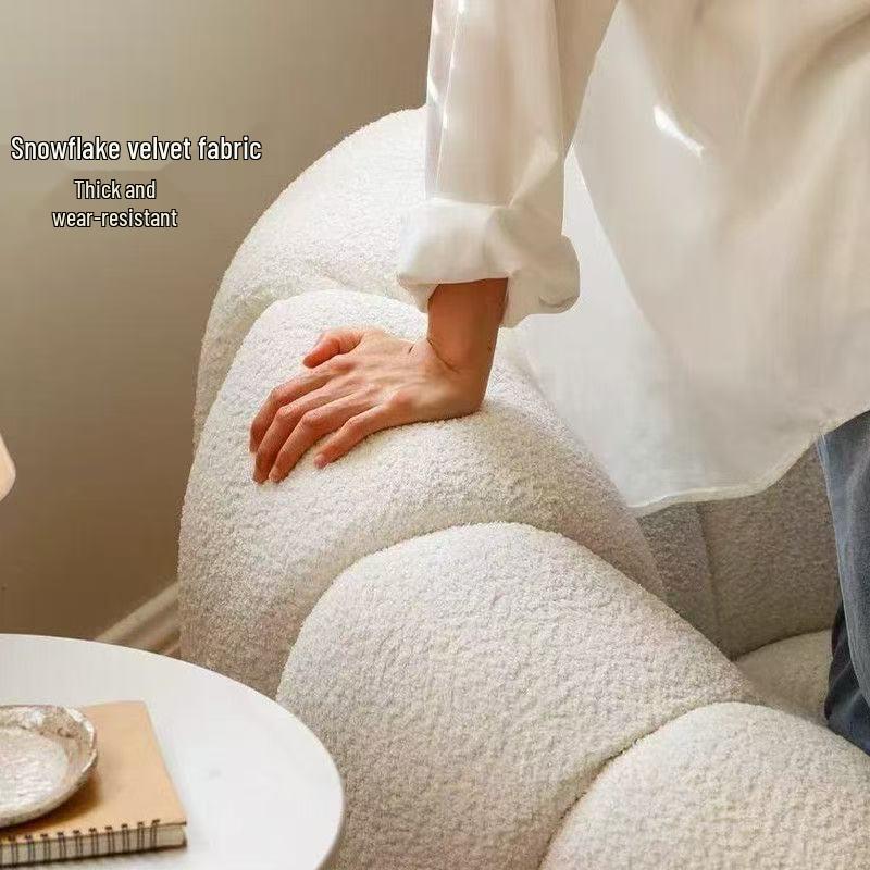 Cozy Pumpkin Single Sofa Chair: Recline & Relax in Lamb Wool Fabric